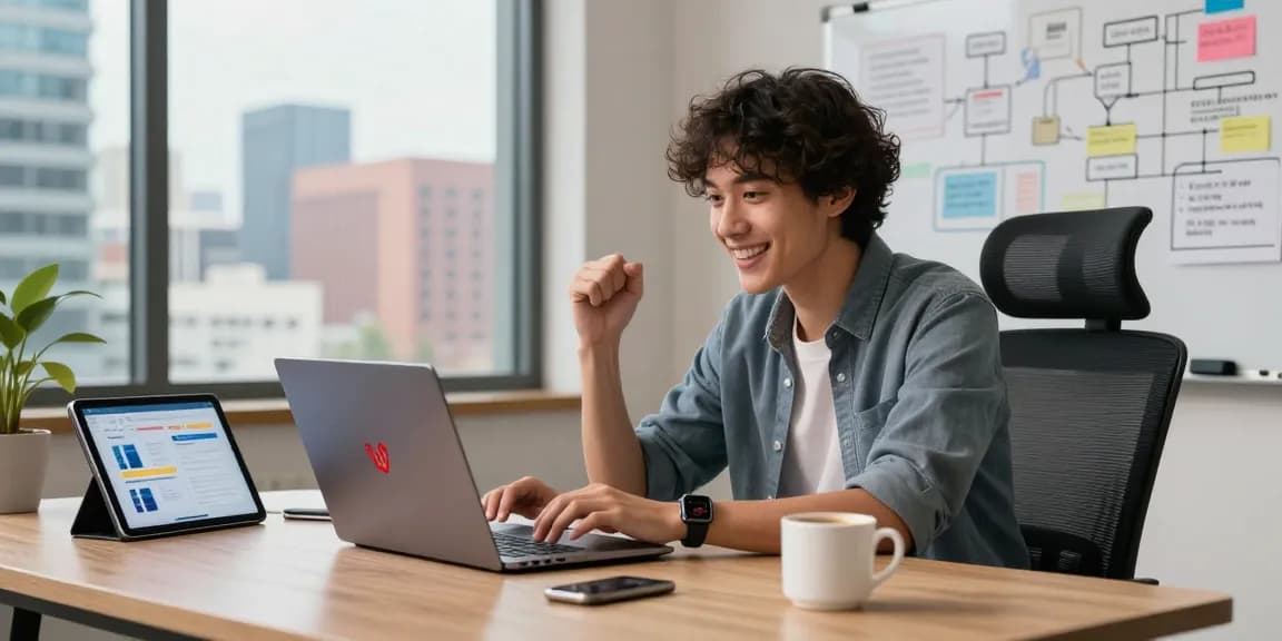 WPS Download activity on a sleek laptop in a modern workspace setting