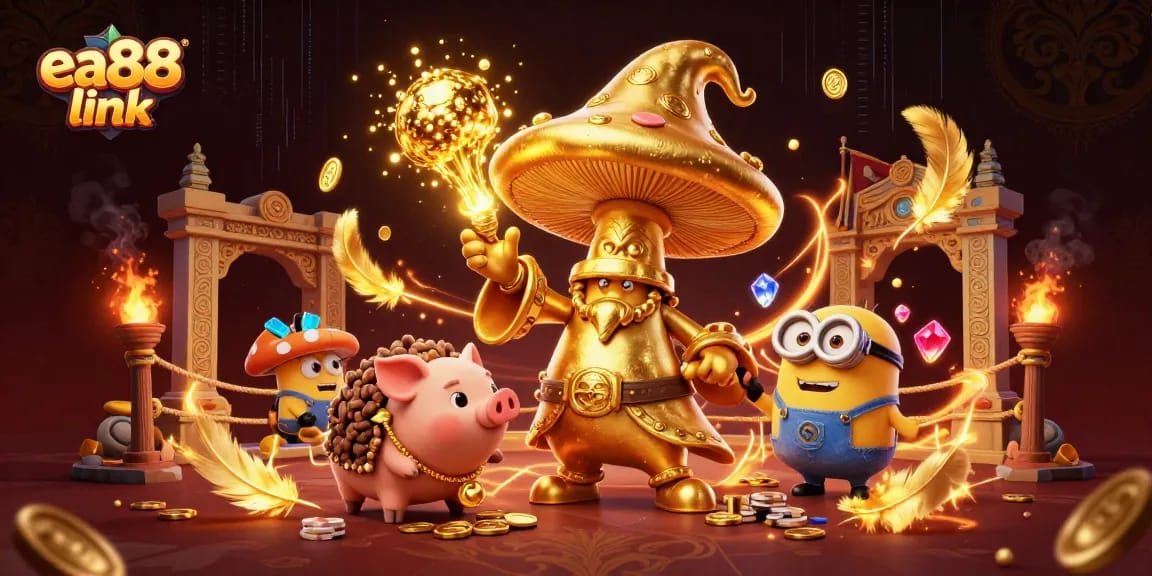 Win big at ea88 link with a vibrant scene of a magical wizard and treasures.
