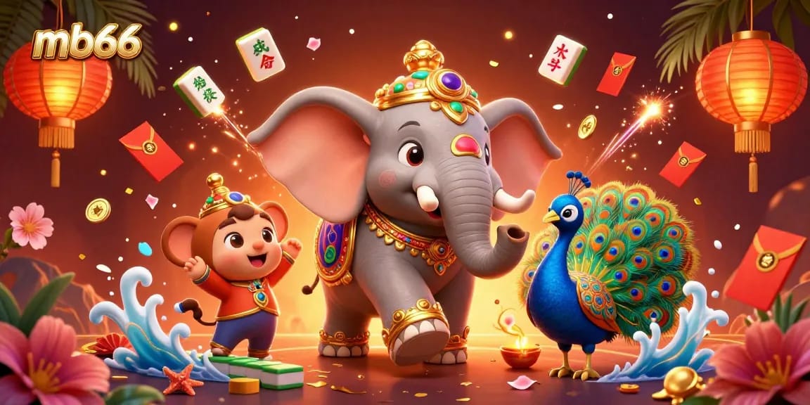 Engage with mb66 to explore vibrant online gaming, featuring colorful characters and dynamic elements in a festive casino scene.