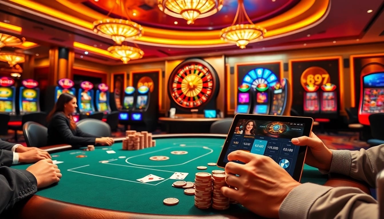 Engage in exciting gameplay at https://89bet.in.net/ with a luxurious poker table and vibrant casino atmosphere.