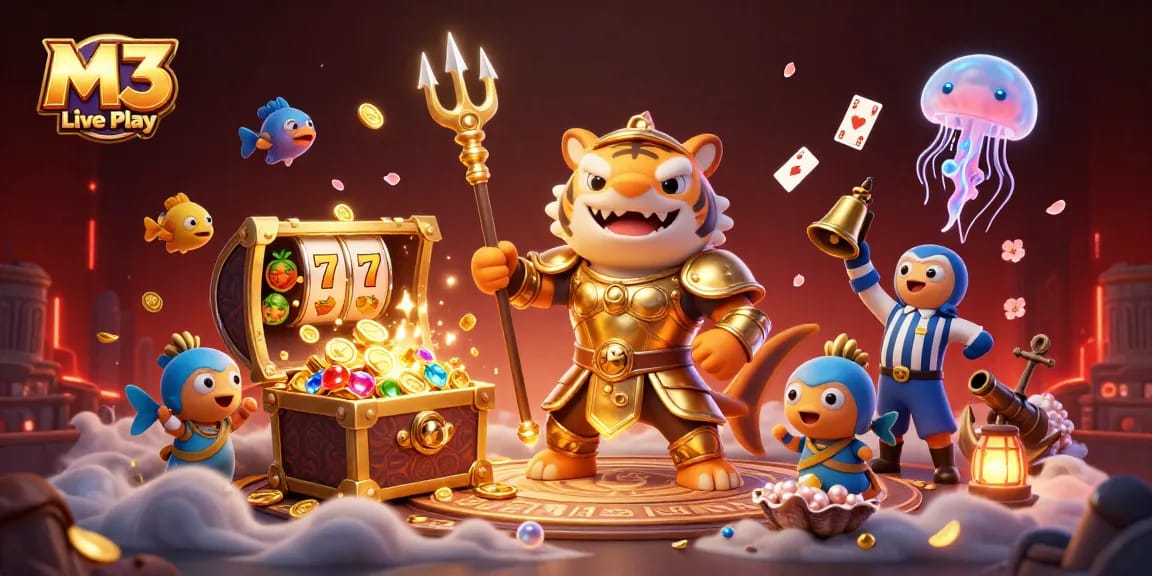 M3 Live Play showcases thrilling online gambling with a dynamic underwater scene featuring exciting game elements.