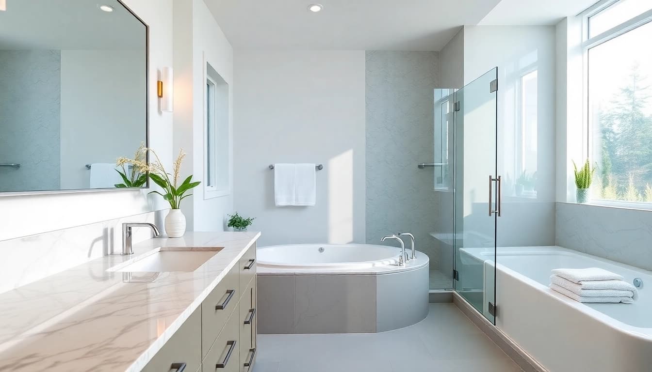 Vancouver bathroom remodel featuring modern fixtures and elegant design elements.