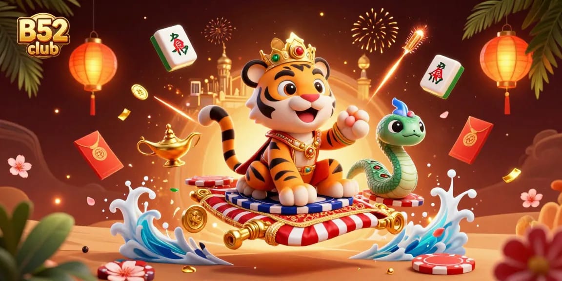 B52 club showcases vibrant gambling elements in a dynamic 3D casino scene