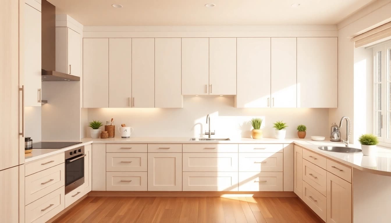 Experience Cabinet Refacing Largo FL in a beautifully modern kitchen with elegant cabinetry and warm lighting.