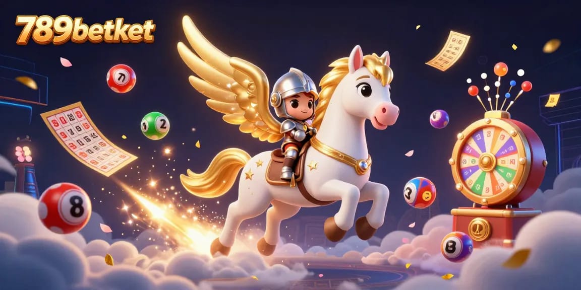 Engage with 789betket's exciting gaming atmosphere featuring animated lottery and casino elements.