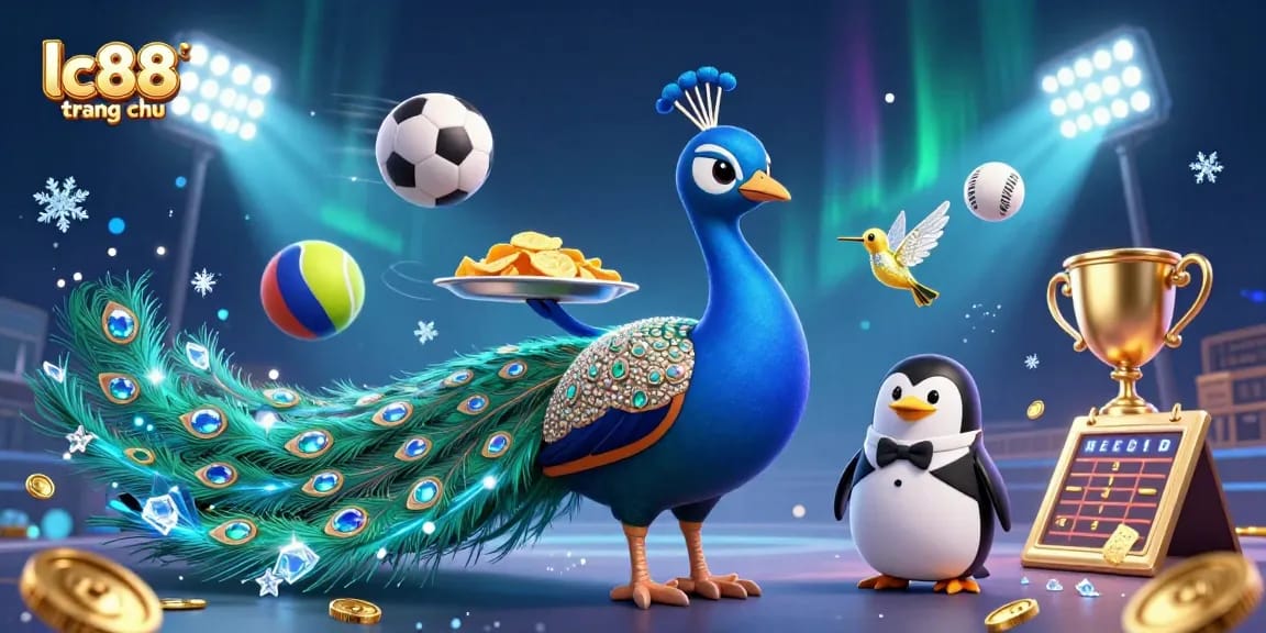 Win big with lc88 trang chu in this vibrant casino scene showcasing playful characters and dynamic game elements.