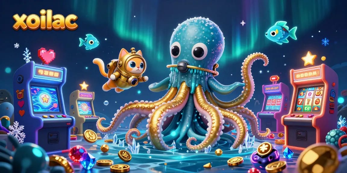 Xoilac uses a colossal kraken and diving cat to illustrate captivating gaming energies.