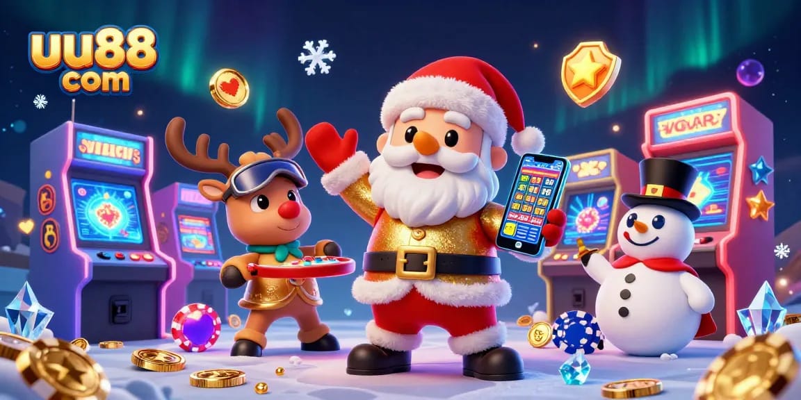 Play slots and enjoy gaming at uu88 com with an animated casino scene filled with characters and vibrant elements.