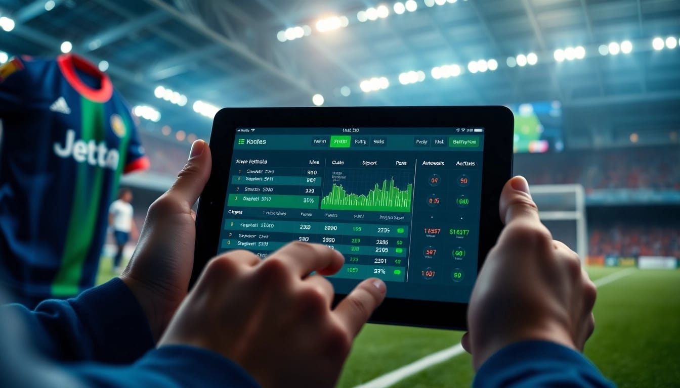 Dynamic sports betting interface for keonhacai with vibrant odds and soccer themes