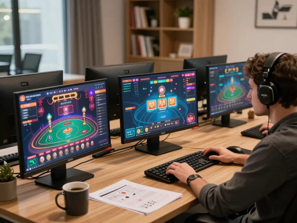 Engaging gameplay on ww88 online casino interface in a stylish gaming setup