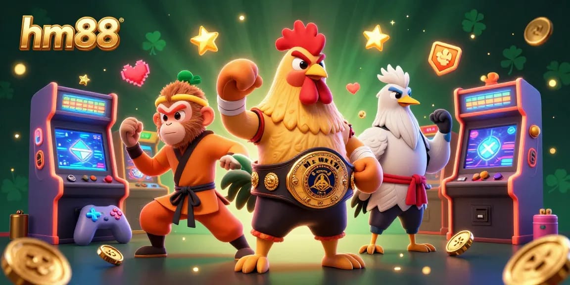 Experience the thrill of gambling with hm88 featuring vibrant characters in an exciting casino environment.