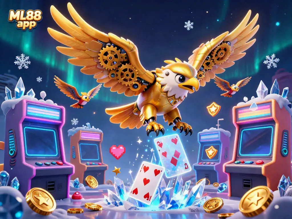 Engage with thrilling gaming action in the dynamic ML88 app featuring captivating golden eagle characters.
