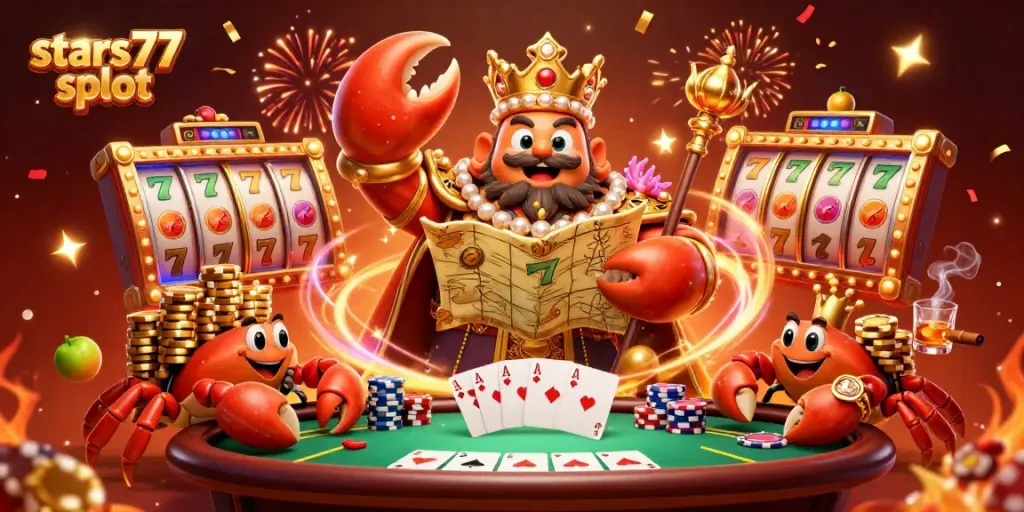 Raih kemenangan besar di stars77 slot dengan krabba emas yang memimpin permainan penuh warna dan keberuntungan.