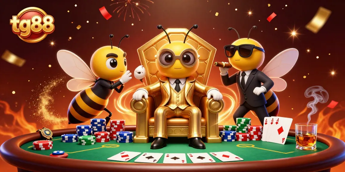 Experience thrilling poker action with tg88 as the cartoon mob boss interacts in an exciting casino scene.
