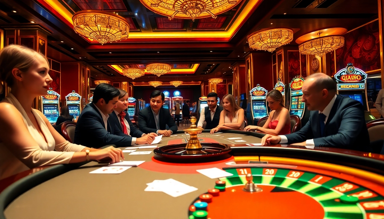 Players enjoying an exciting poker game at https://max88.bz/ in a luxurious casino setting.