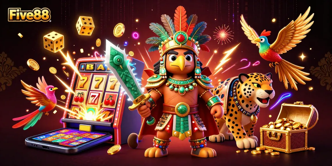 Experience the thrilling wins at Five88 with dynamic casino elements and captivating characters.