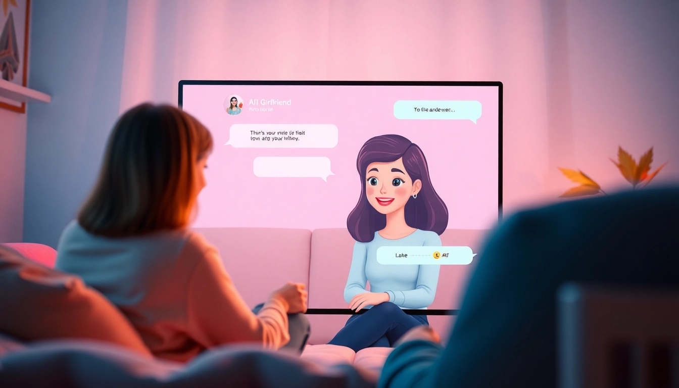 Engaging girlfriend AI interaction in a cozy digital chat room with animated avatar.