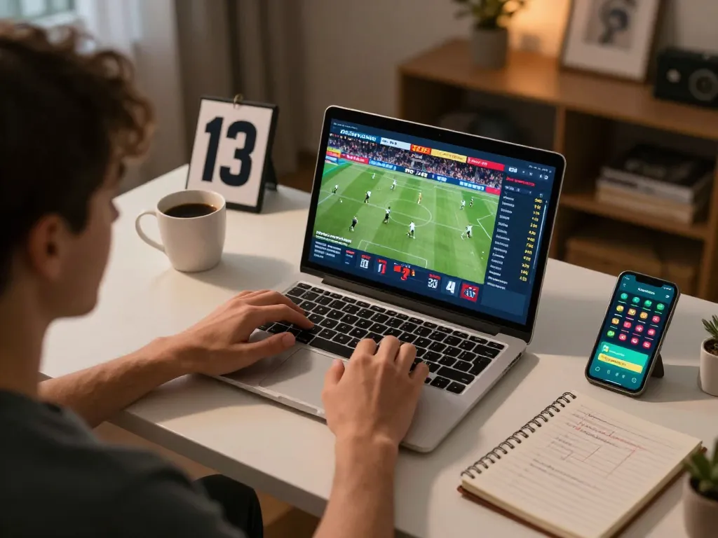 LC88 user engaging in sports betting with odds displayed on laptop, creating an immersive online gaming experience