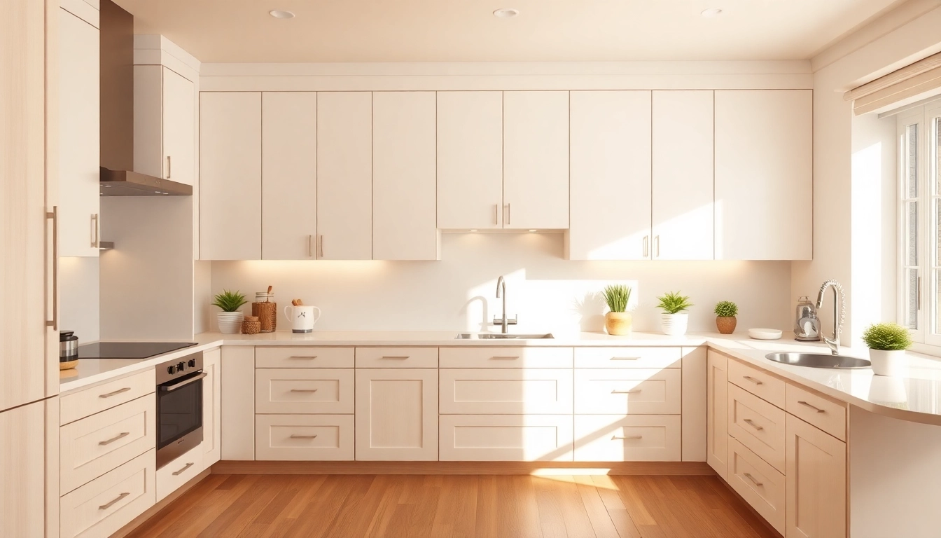 Experience Cabinet Refacing Largo FL in a beautifully modern kitchen with elegant cabinetry and warm lighting.