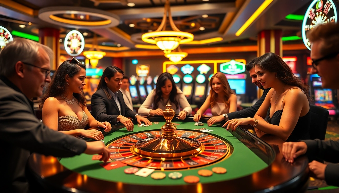 5777 bet app login করে জুয়ার টেবিলের আশেপাশে খেলোয়াড়দের উত্তেজনাপূর্ণ দৃশ্য।