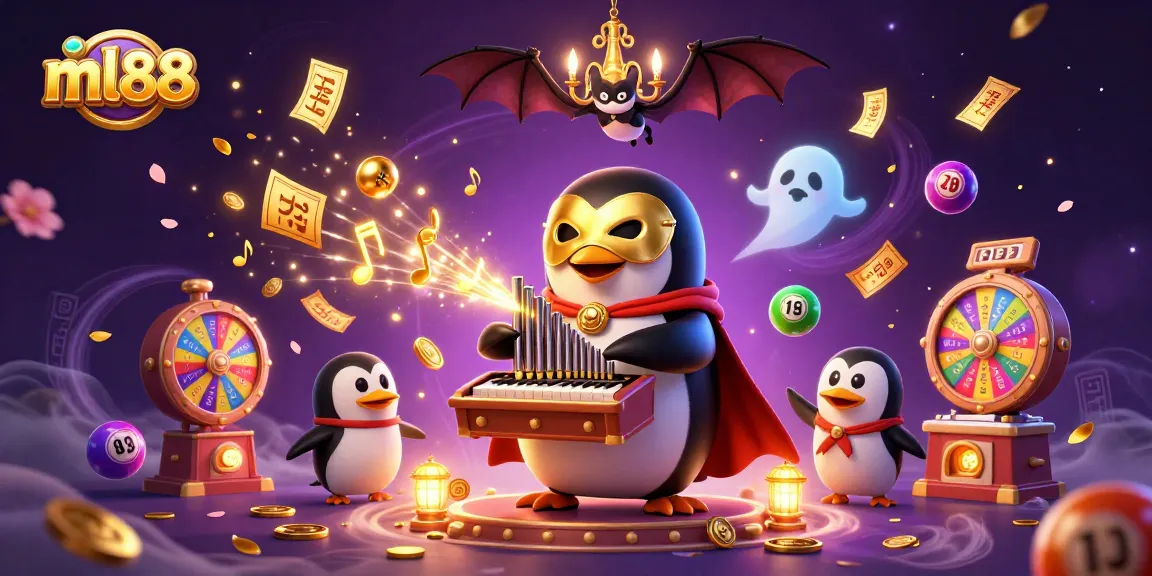 Experience the excitement of ml88 with vibrant lottery balls and golden prizes raining in a magical casino scene.