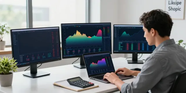 Trader using the Quantum AI trading platform for cryptocurrency analysis.