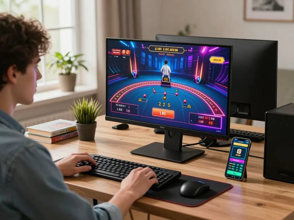 Engaging online gaming scene with live dealer game on screen, showcasing bet88vn's exciting gameplay.