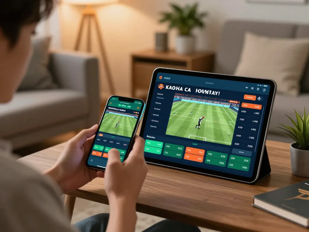 Engaging in online sports betting for keo nha cai hom nay in a cozy living room