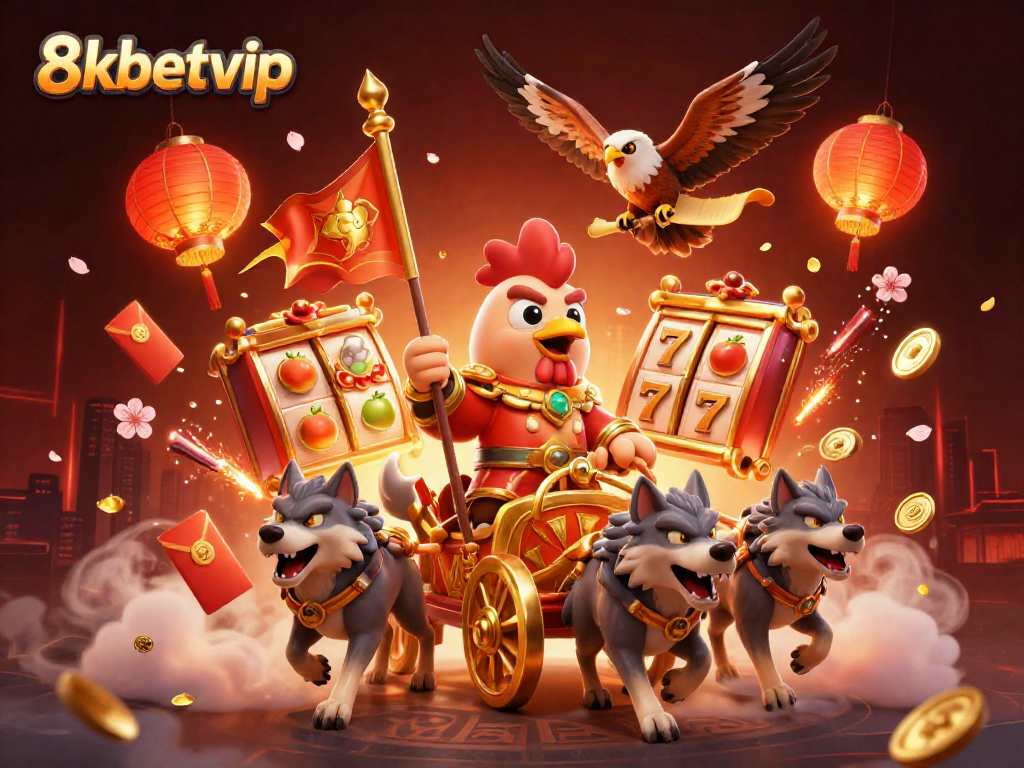 Engage in thrilling gameplay at 8kbetvip amidst dynamic slots animation and festive visuals.