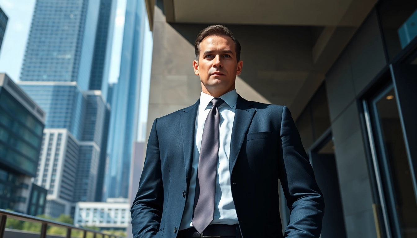 HKSSC Bodyguard Service professional standing guard at a high-rise entrance.