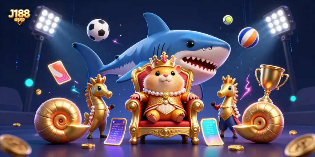 Experience thrilling gaming with the J188 app, featuring a vibrant 3D casino scene.