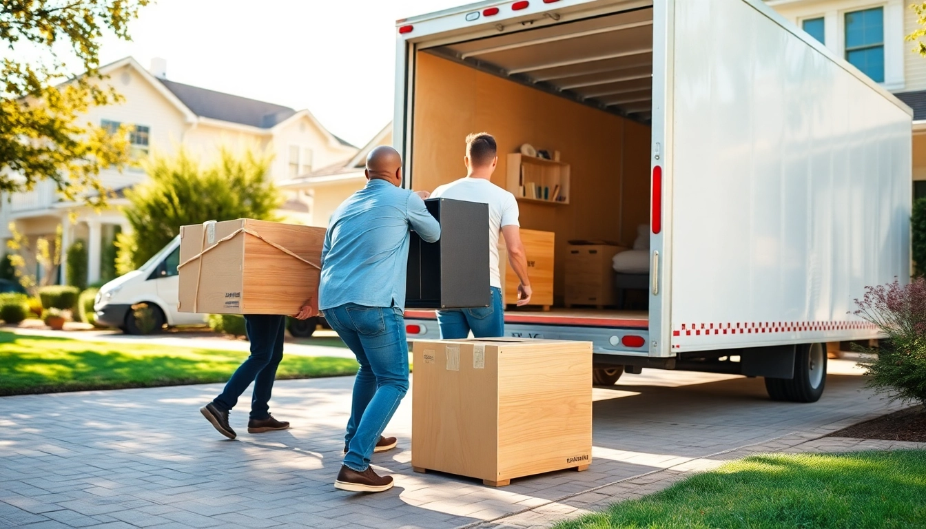 Residential moving company bluffton team efficiently loading furniture into a moving truck.
