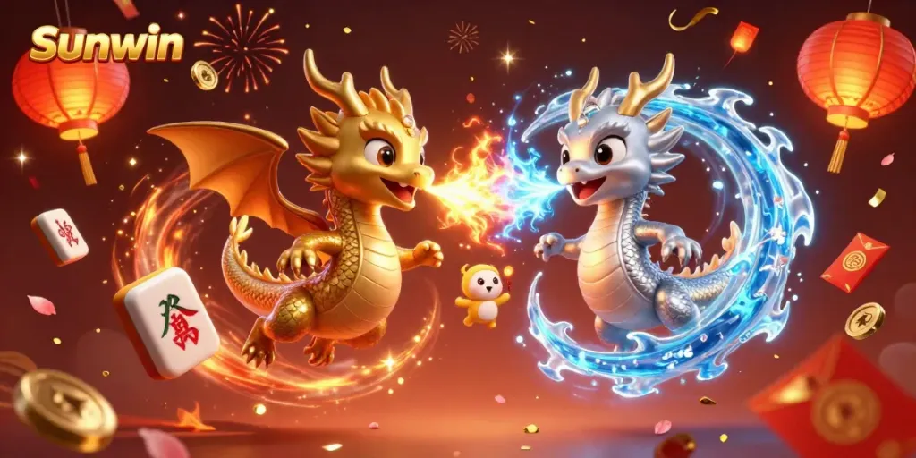 Experience thrilling gaming fun with Sunwin's vibrant 3D dragons amidst festive elements