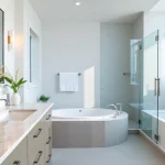 Vancouver bathroom remodel featuring modern fixtures and elegant design elements.