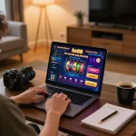 Engaging in online gaming at nhà cái hz88 with vibrant displays and warm home comfort.