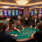 Players enjoying poker at XOCDIA88 with vibrant casino atmosphere and engaging gameplay.