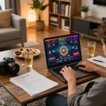Experience O8 online casino gaming at home with immersive live dealer roulette action on laptop.