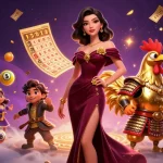 Experience the excitement of SP8BET with vibrant lottery and casino elements in an enchanting 3D scene.