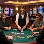 Players enjoying an exciting blackjack game at GEM88 live dealer table showcasing strategy and interaction.