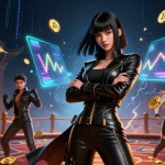Engage with vibrant 8kbet8 casino illustrations featuring dynamic gaming elements and a powerful character.