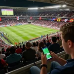 nhà cái LU88 user engaging in live sports betting during a thrilling event