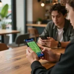 Person interacting with new88blog on a mobile app, engaging in live sports betting action.