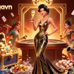Winning on alo789dagavn with a glamorous Asian woman in a casino setting.