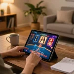 Engaging in strategic gaming on 13win's online platform with vibrant visuals and cozy atmosphere