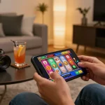 Engaging online gaming session on smartphone, showcasing the thrill of 11bet com slots