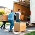 Residential moving company bluffton team efficiently loading furniture into a moving truck.