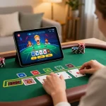 DH88 online blackjack game engaging player in a cozy atmosphere with tablet showing dynamic gameplay.