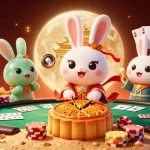 Experience tg88's thrilling poker atmosphere with cartoon moon rabbit and vibrant casino elements.