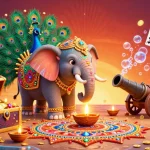 Experience excitement at trang chủ tg88 with a vibrant illustration of casino elements and festive characters.