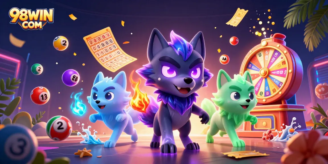 Experience excitement with 98WIN COM as vibrant lottery elements and ghostly wolves enhance the game.